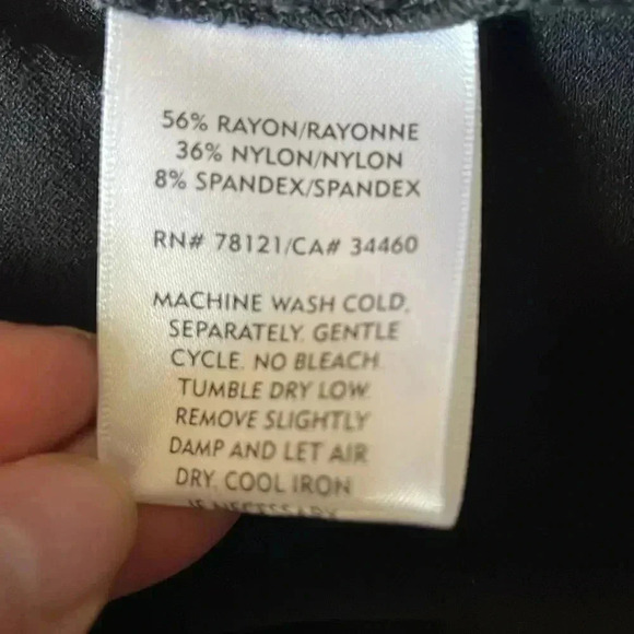 EILEEN FISHER Black  Stretch Twist Front Split Long Rayon/ Nylon Tunic Top-S-EUC - Picture 8 of 9